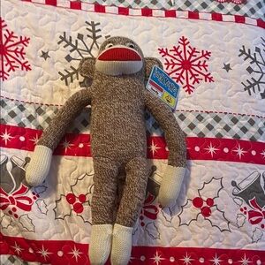 Sock Monkey Stuffed Animal - Brown and Cream